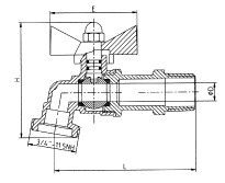 Algemeen 1/2- -3 /4 Ball Valve Slang Bibb Gas Olie Water Bib Valve