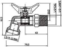 Messing slang Bibb Cock Ball Valve Man en Vrouwe draad Ball Valve Met Lock Nut