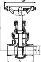 Messing 6 Inch Gate Valve Casting Body Messing Solder Ends NPT BSP Standard