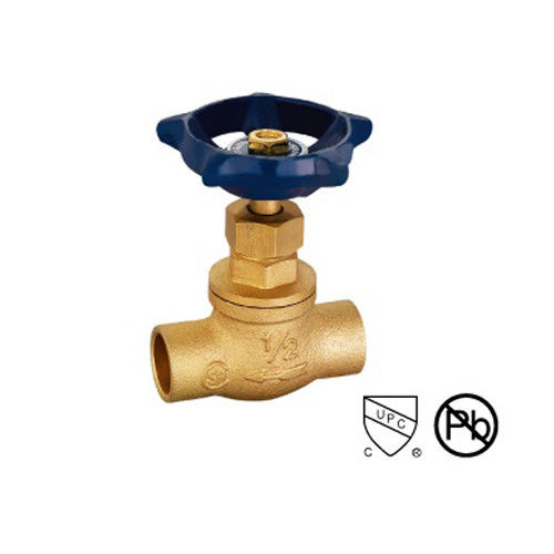 3/8"-3/4" Solder Ends Connect Brass Stop Valve Straight Through Type Hernieuwbare stoel en schijf